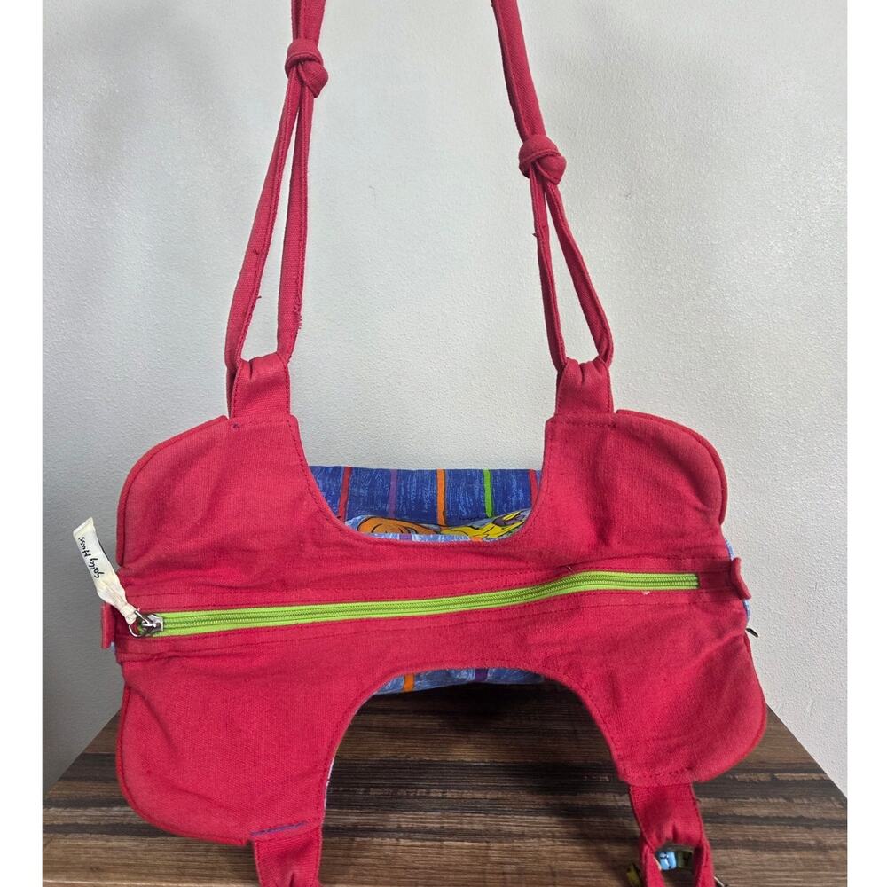 Vintage Sally Huss Sea Life Colorful Tote Bag with Wooden Sea Horse Charm Artsy - Picture 5 of 11